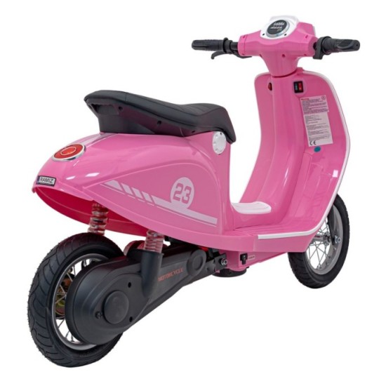 JOKO Elektrická Motorka Skúter Retro 23, Nafukovacie kolesá, kožené sedadlo, nosnosť 60kg, ružová