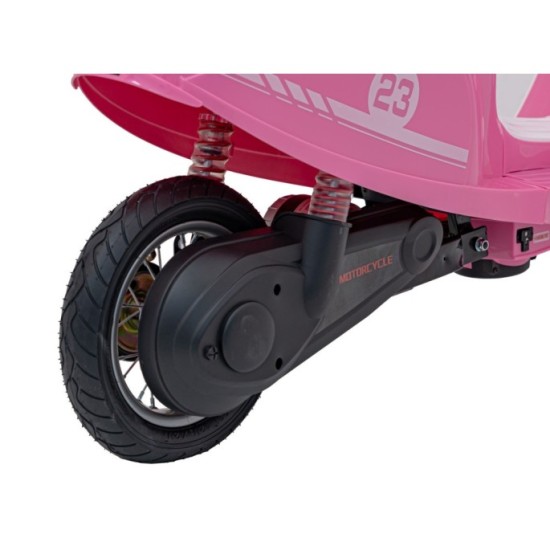 JOKO Elektrická Motorka Skúter Retro 23, Nafukovacie kolesá, kožené sedadlo, nosnosť 60kg, ružová