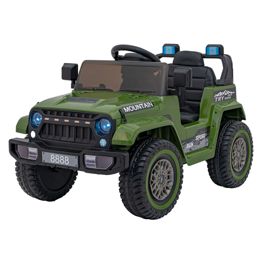 JOKO Elektrické autíčko Jeep MOUNTAIN, penové kolesá, kožené sedadlo, zelené