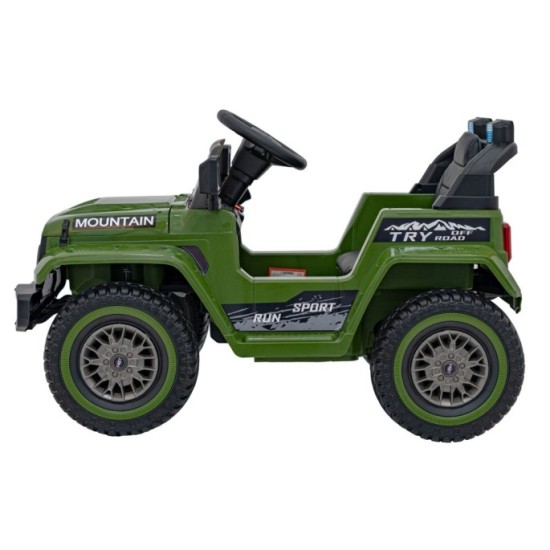 JOKO Elektrické autíčko Jeep MOUNTAIN, penové kolesá, kožené sedadlo, zelené