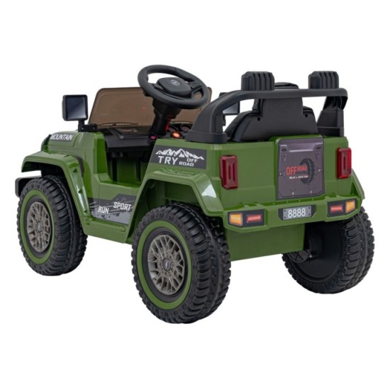 JOKO Elektrické autíčko Jeep MOUNTAIN, penové kolesá, kožené sedadlo, zelené