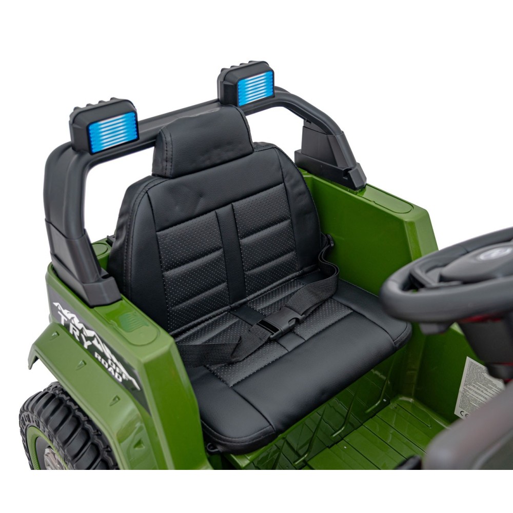 JOKO Elektrické autíčko Jeep MOUNTAIN, penové kolesá, kožené sedadlo, zelené