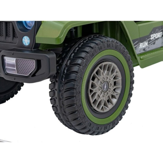 JOKO Elektrické autíčko Jeep MOUNTAIN, penové kolesá, kožené sedadlo, zelené