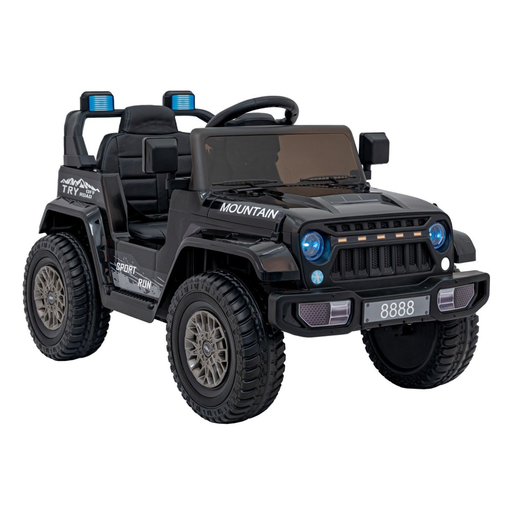 JOKO Elektrické autíčko Jeep MOUNTAIN, penové kolesá, kožené sedadlo, čierne