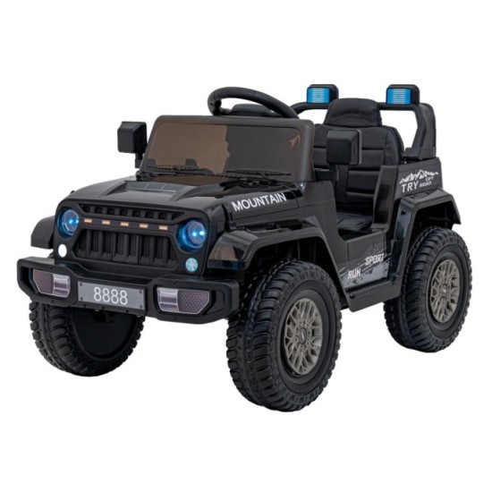 JOKO Elektrické autíčko Jeep MOUNTAIN, penové kolesá, kožené sedadlo, čierne
