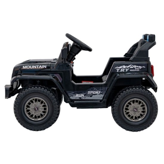 JOKO Elektrické autíčko Jeep MOUNTAIN, penové kolesá, kožené sedadlo, čierne