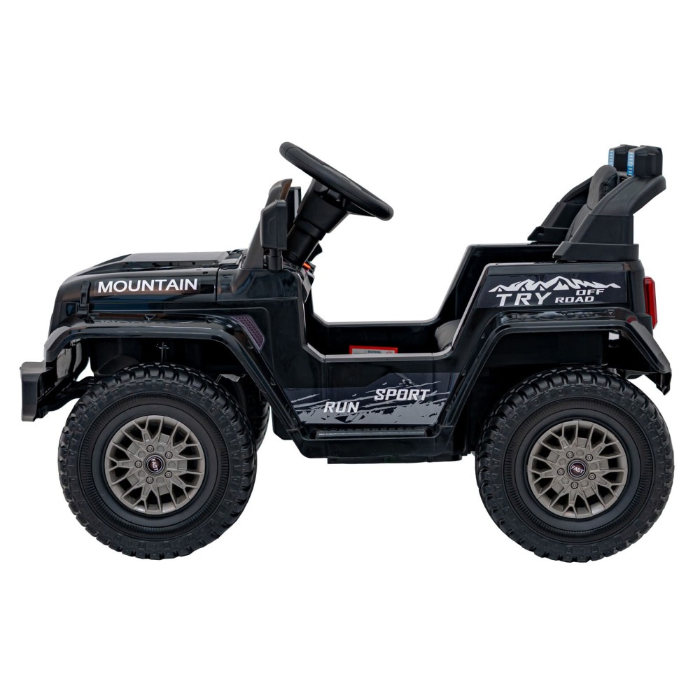 JOKO Elektrické autíčko Jeep MOUNTAIN, penové kolesá, kožené sedadlo, čierne