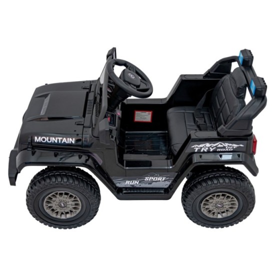 JOKO Elektrické autíčko Jeep MOUNTAIN, penové kolesá, kožené sedadlo, čierne