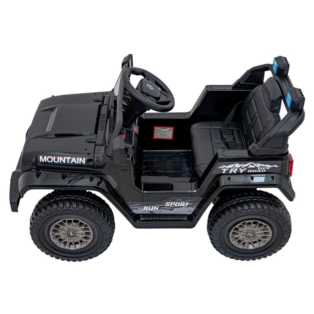 JOKO Elektrické autíčko Jeep MOUNTAIN, penové kolesá, kožené sedadlo, čierne