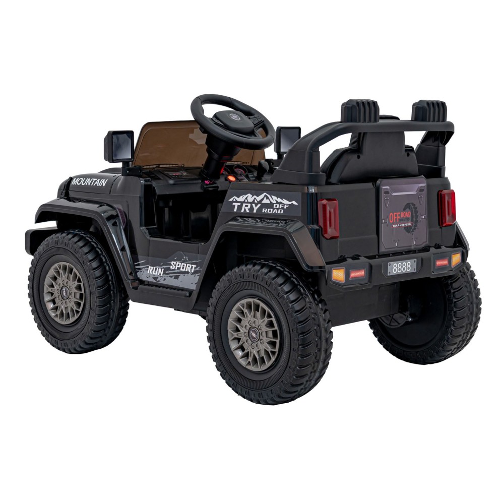 JOKO Elektrické autíčko Jeep MOUNTAIN, penové kolesá, kožené sedadlo, čierne