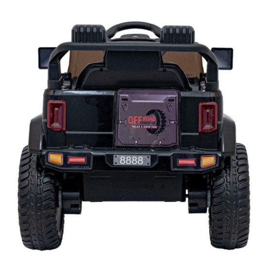 JOKO Elektrické autíčko Jeep MOUNTAIN, penové kolesá, kožené sedadlo, čierne
