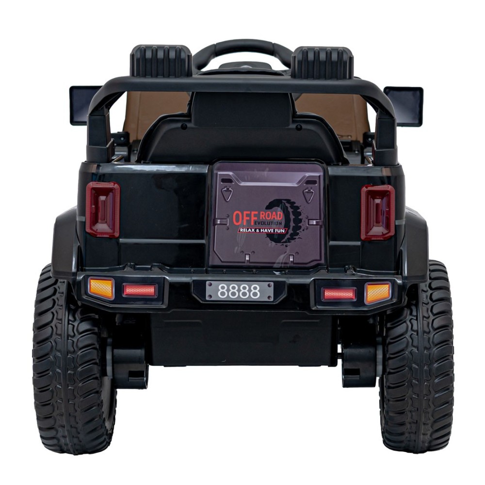 JOKO Elektrické autíčko Jeep MOUNTAIN, penové kolesá, kožené sedadlo, čierne
