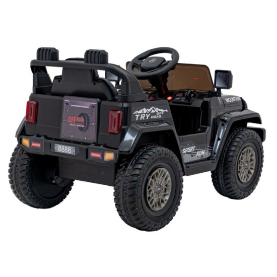 JOKO Elektrické autíčko Jeep MOUNTAIN, penové kolesá, kožené sedadlo, čierne