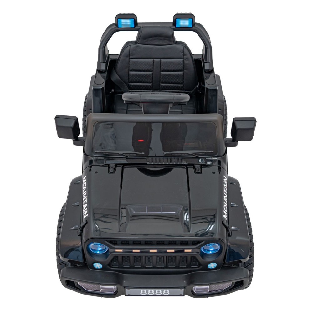 JOKO Elektrické autíčko Jeep MOUNTAIN, penové kolesá, kožené sedadlo, čierne