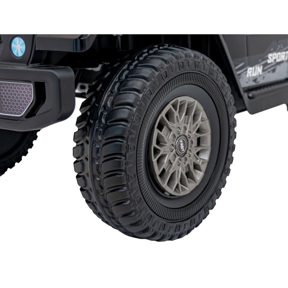 JOKO Elektrické autíčko Jeep MOUNTAIN, penové kolesá, kožené sedadlo, čierne