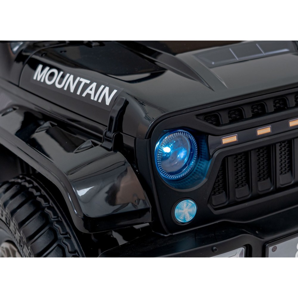JOKO Elektrické autíčko Jeep MOUNTAIN, penové kolesá, kožené sedadlo, čierne