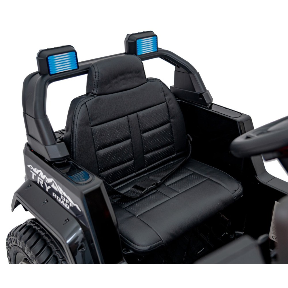 JOKO Elektrické autíčko Jeep MOUNTAIN, penové kolesá, kožené sedadlo, čierne