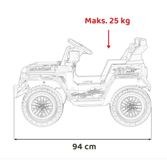 JOKO Elektrické autíčko Jeep MOUNTAIN, penové kolesá, kožené sedadlo, čierne