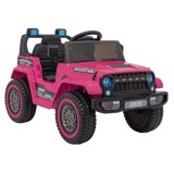 JOKO Elektrické autíčko Jeep MOUNTAIN, penové kolesá, kožené sedadlo, ružové