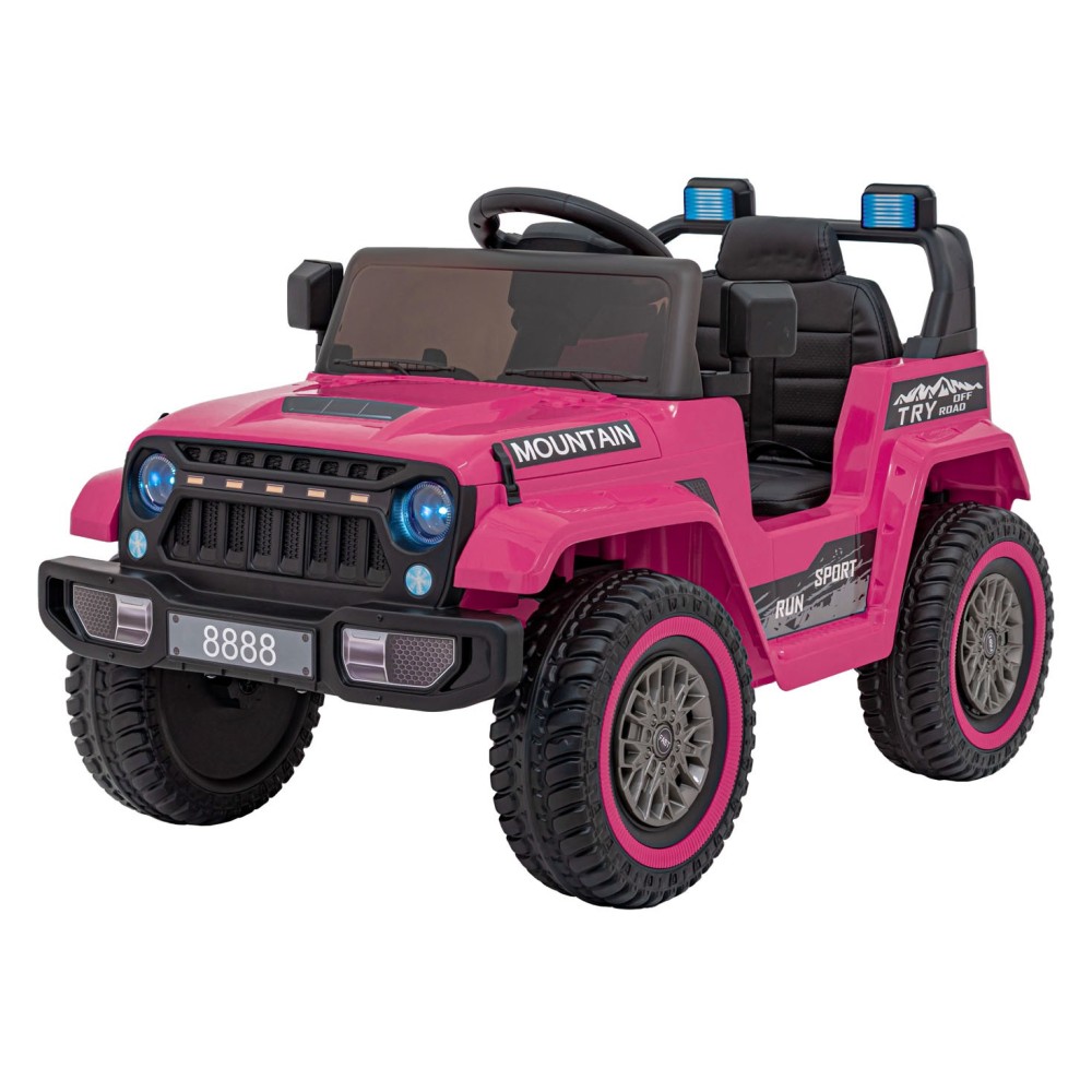 JOKO Elektrické autíčko Jeep MOUNTAIN, penové kolesá, kožené sedadlo, ružové