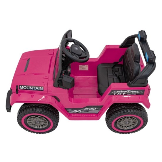 JOKO Elektrické autíčko Jeep MOUNTAIN, penové kolesá, kožené sedadlo, ružové