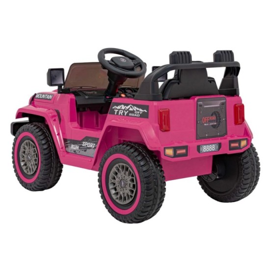 JOKO Elektrické autíčko Jeep MOUNTAIN, penové kolesá, kožené sedadlo, ružové