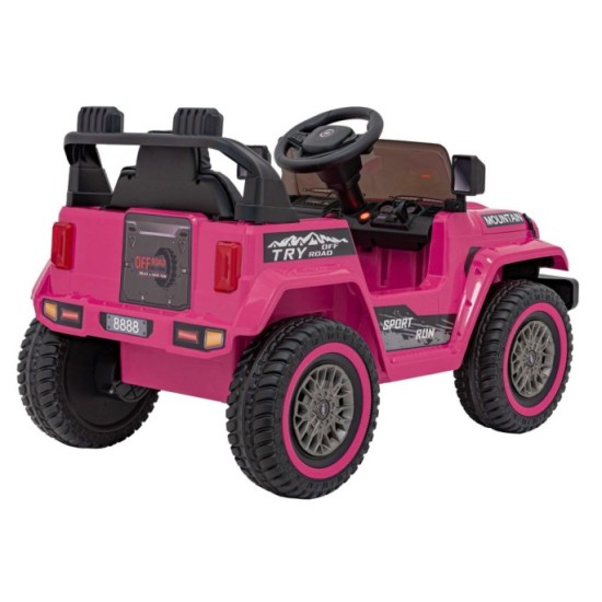 JOKO Elektrické autíčko Jeep MOUNTAIN, penové kolesá, kožené sedadlo, ružové