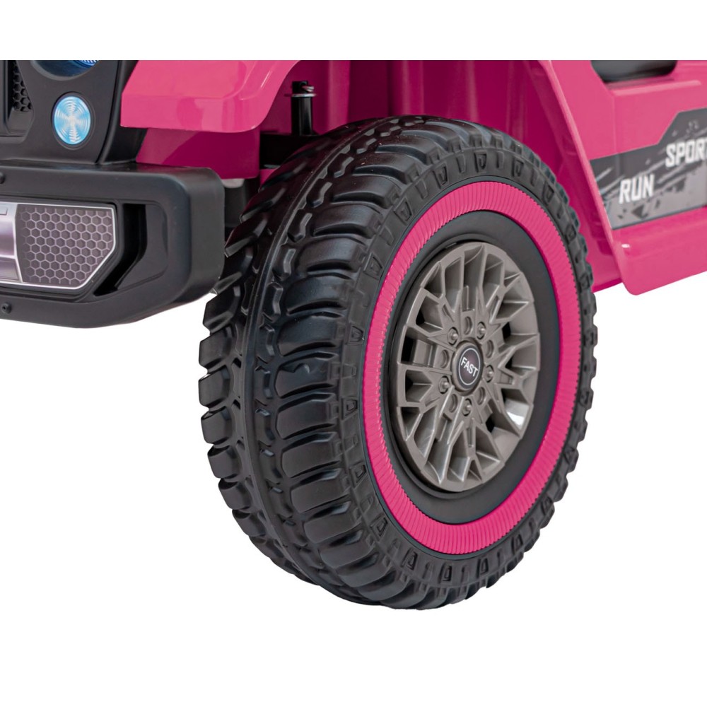 JOKO Elektrické autíčko Jeep MOUNTAIN, penové kolesá, kožené sedadlo, ružové