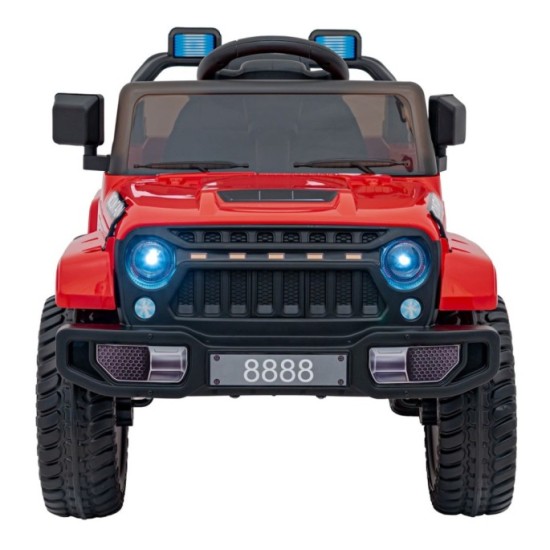 JOKO Elektrické autíčko Jeep MOUNTAIN, penové kolesá, kožené sedadlo, červené