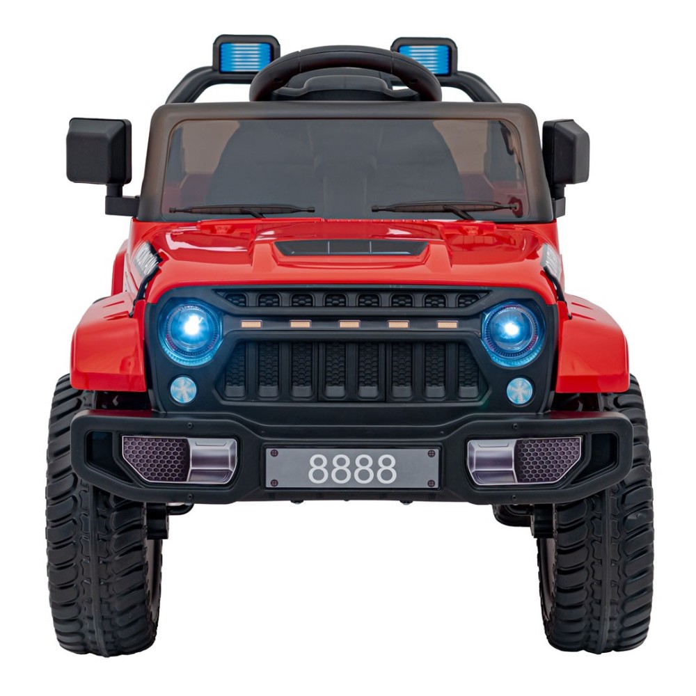 JOKO Elektrické autíčko Jeep MOUNTAIN, penové kolesá, kožené sedadlo, červené