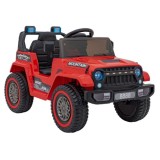 JOKO Elektrické autíčko Jeep MOUNTAIN, penové kolesá, kožené sedadlo, červené
