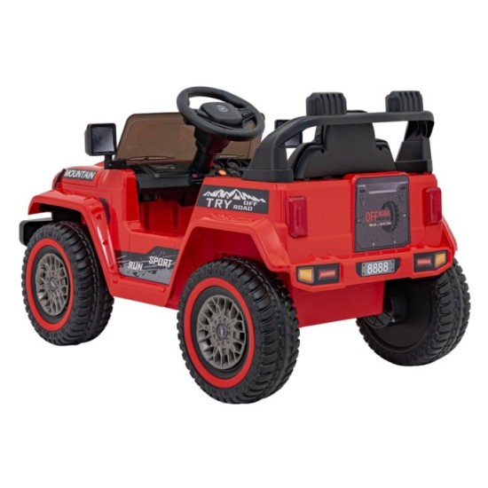 JOKO Elektrické autíčko Jeep MOUNTAIN, penové kolesá, kožené sedadlo, červené