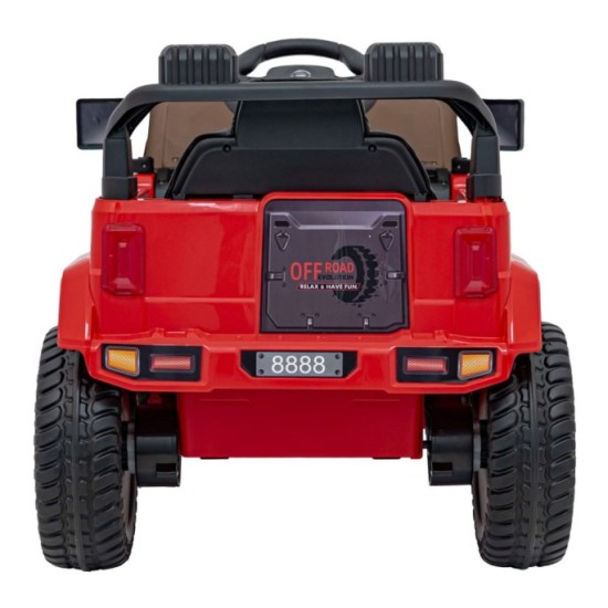 JOKO Elektrické autíčko Jeep MOUNTAIN, penové kolesá, kožené sedadlo, červené
