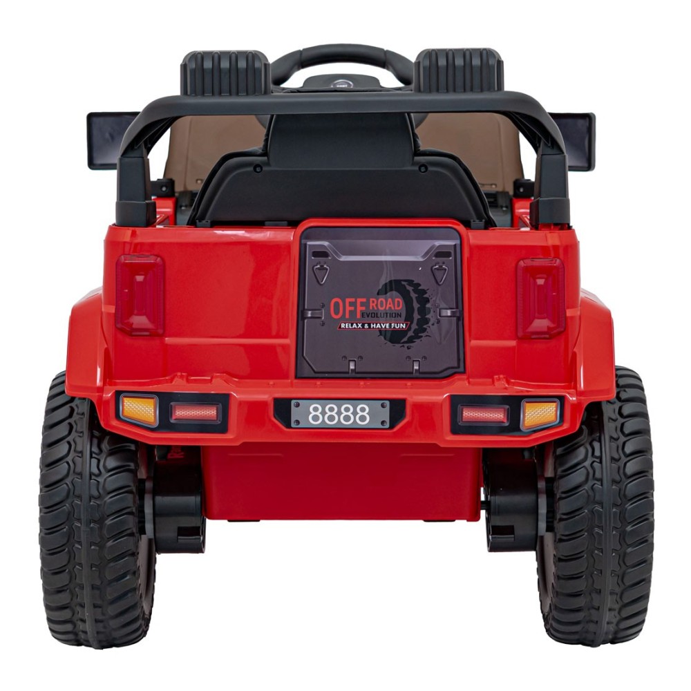 JOKO Elektrické autíčko Jeep MOUNTAIN, penové kolesá, kožené sedadlo, červené