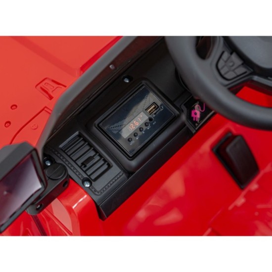 JOKO Elektrické autíčko Jeep MOUNTAIN, penové kolesá, kožené sedadlo, červené