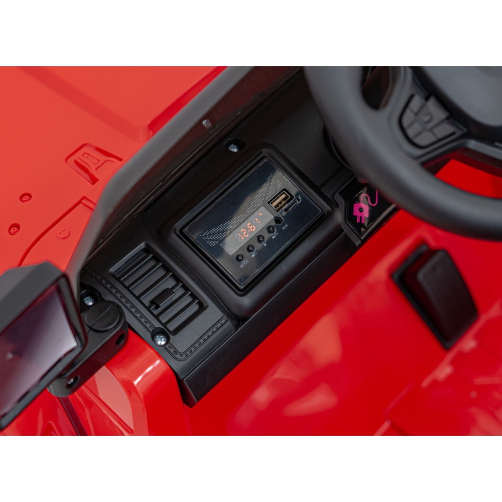 JOKO Elektrické autíčko Jeep MOUNTAIN, penové kolesá, kožené sedadlo, červené