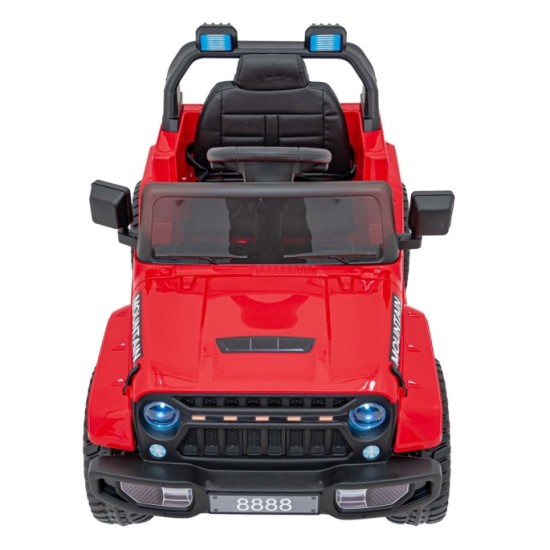 JOKO Elektrické autíčko Jeep MOUNTAIN, penové kolesá, kožené sedadlo, červené
