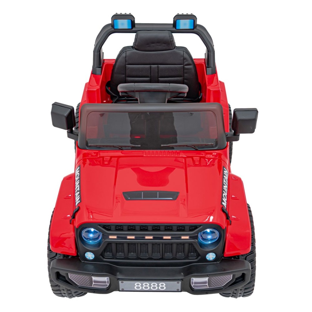 JOKO Elektrické autíčko Jeep MOUNTAIN, penové kolesá, kožené sedadlo, červené
