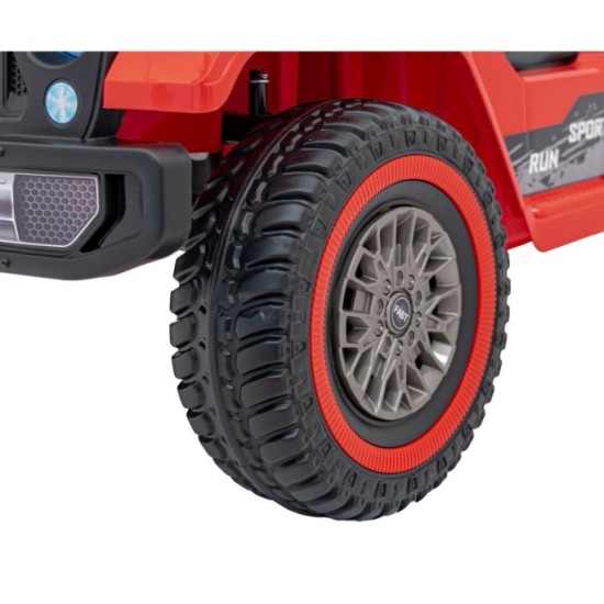 JOKO Elektrické autíčko Jeep MOUNTAIN, penové kolesá, kožené sedadlo, červené