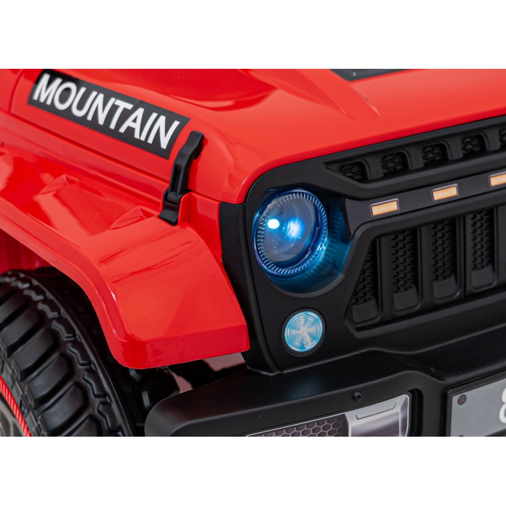 JOKO Elektrické autíčko Jeep MOUNTAIN, penové kolesá, kožené sedadlo, červené