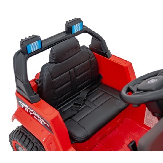 JOKO Elektrické autíčko Jeep MOUNTAIN, penové kolesá, kožené sedadlo, červené