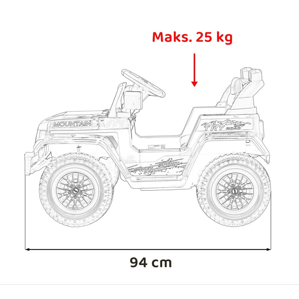 JOKO Elektrické autíčko Jeep MOUNTAIN, penové kolesá, kožené sedadlo, červené