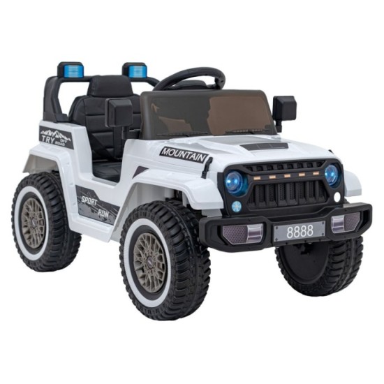 JOKO Elektrické autíčko Jeep MOUNTAIN, penové kolesá, kožené sedadlo, biele