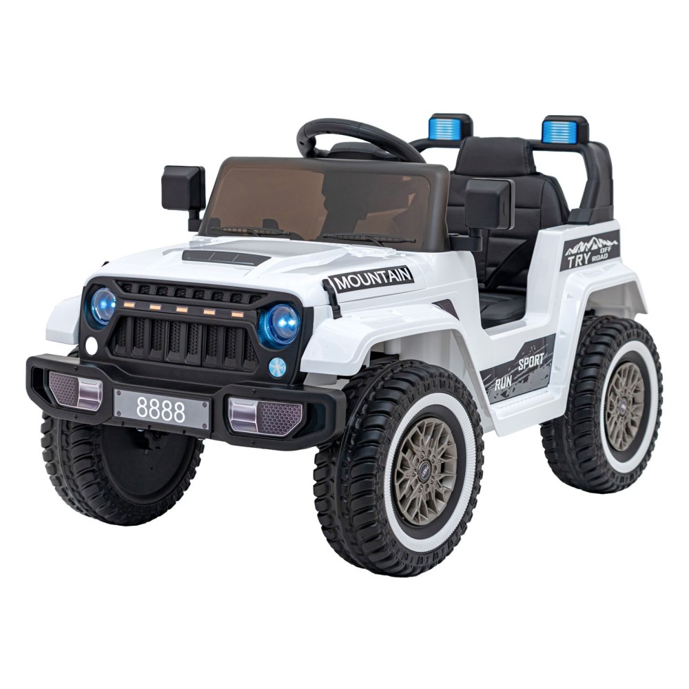 JOKO Elektrické autíčko Jeep MOUNTAIN, penové kolesá, kožené sedadlo, biele