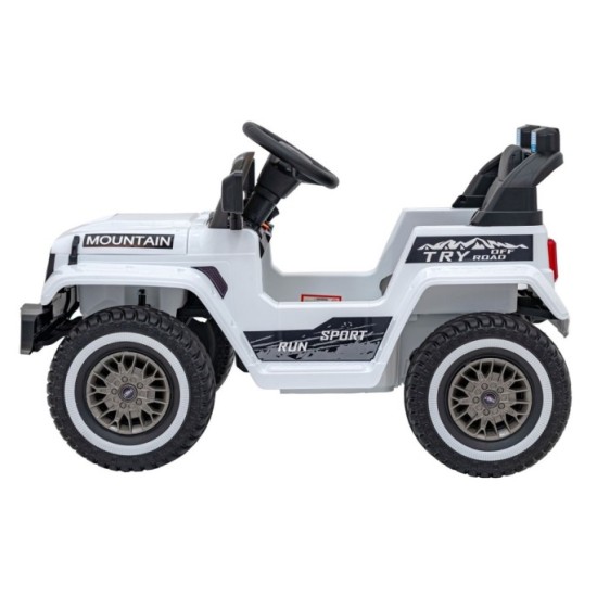 JOKO Elektrické autíčko Jeep MOUNTAIN, penové kolesá, kožené sedadlo, biele