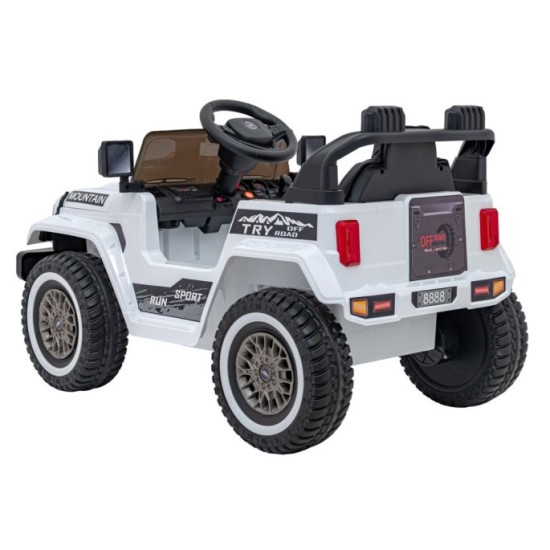 JOKO Elektrické autíčko Jeep MOUNTAIN, penové kolesá, kožené sedadlo, biele