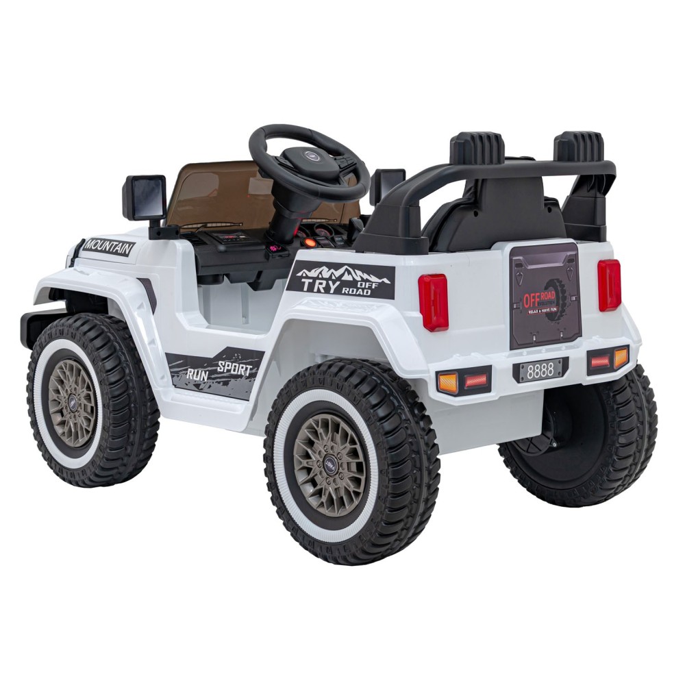JOKO Elektrické autíčko Jeep MOUNTAIN, penové kolesá, kožené sedadlo, biele