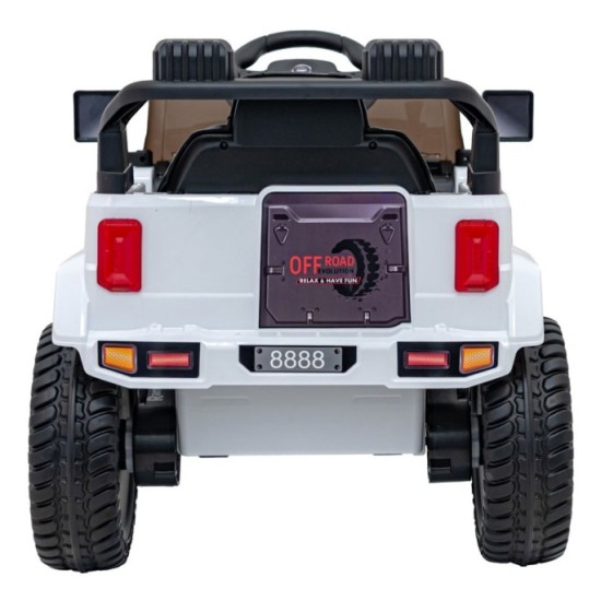 JOKO Elektrické autíčko Jeep MOUNTAIN, penové kolesá, kožené sedadlo, biele