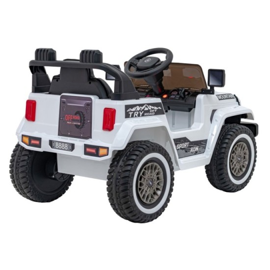 JOKO Elektrické autíčko Jeep MOUNTAIN, penové kolesá, kožené sedadlo, biele