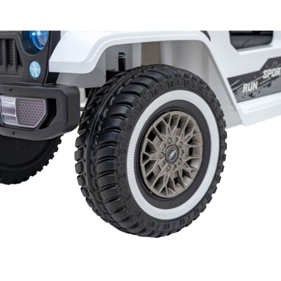 JOKO Elektrické autíčko Jeep MOUNTAIN, penové kolesá, kožené sedadlo, biele